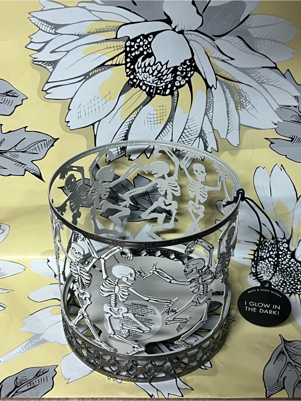 Bath & Body Works Glow In The Dark Dancing Skeleton 3-Wick Candle Holder 2026